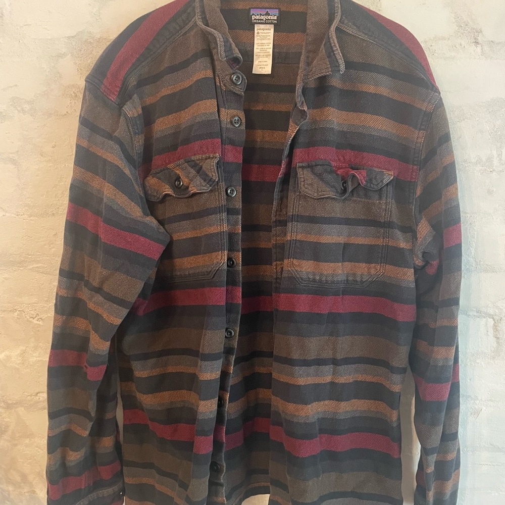Patagonia Organic Cotton Striped Shirt - Black and Orange